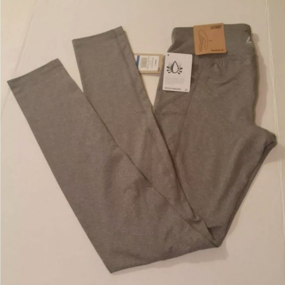 Reebok Skinny Training Quick Tight Workout Leggings Pants Flint Grey Heather XS